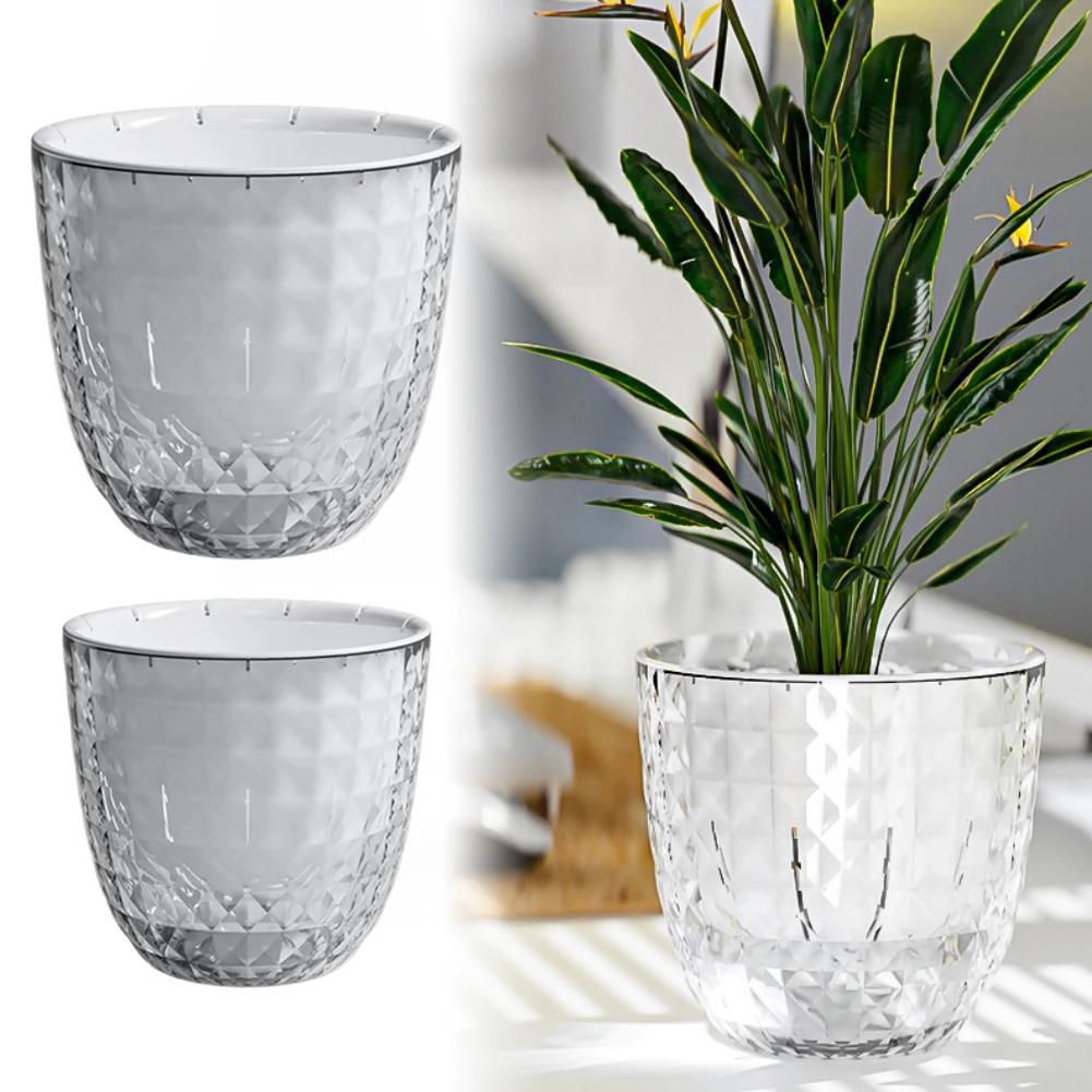 Self-Watering Transparent Flower Pot For Indoor Plants, Bonsai, Succulents And Herbs Indoor Flowers Plant Care Accessories