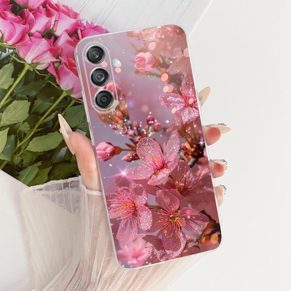 Etui do Samsung Galaxy M55 SM-M556B Nowe Kwiaty Motyl Malowane Pokrowiec Miękki Silikonowy Etui Do Samsung M55 M 15 Galaxy M15 Torby
