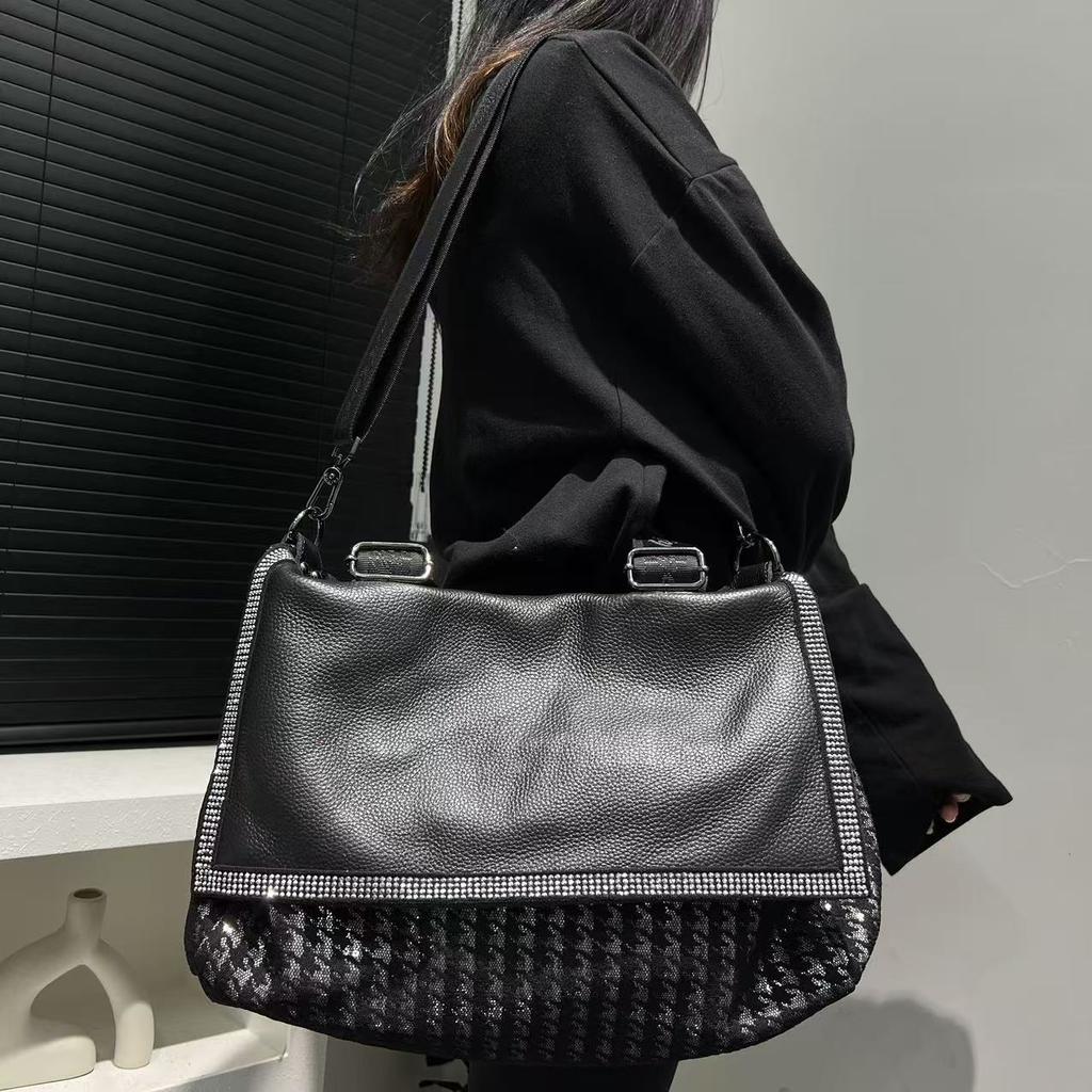 Women'S Splicing Tote Bag Large Capacity Flip Diagonal Span Handbag