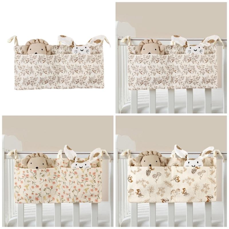 Baby Bedside Organizer Storage Bag with 2 Pockets for Toy Diaper Baby Cribs Storage Bag Multifunctional Hanging Pocket