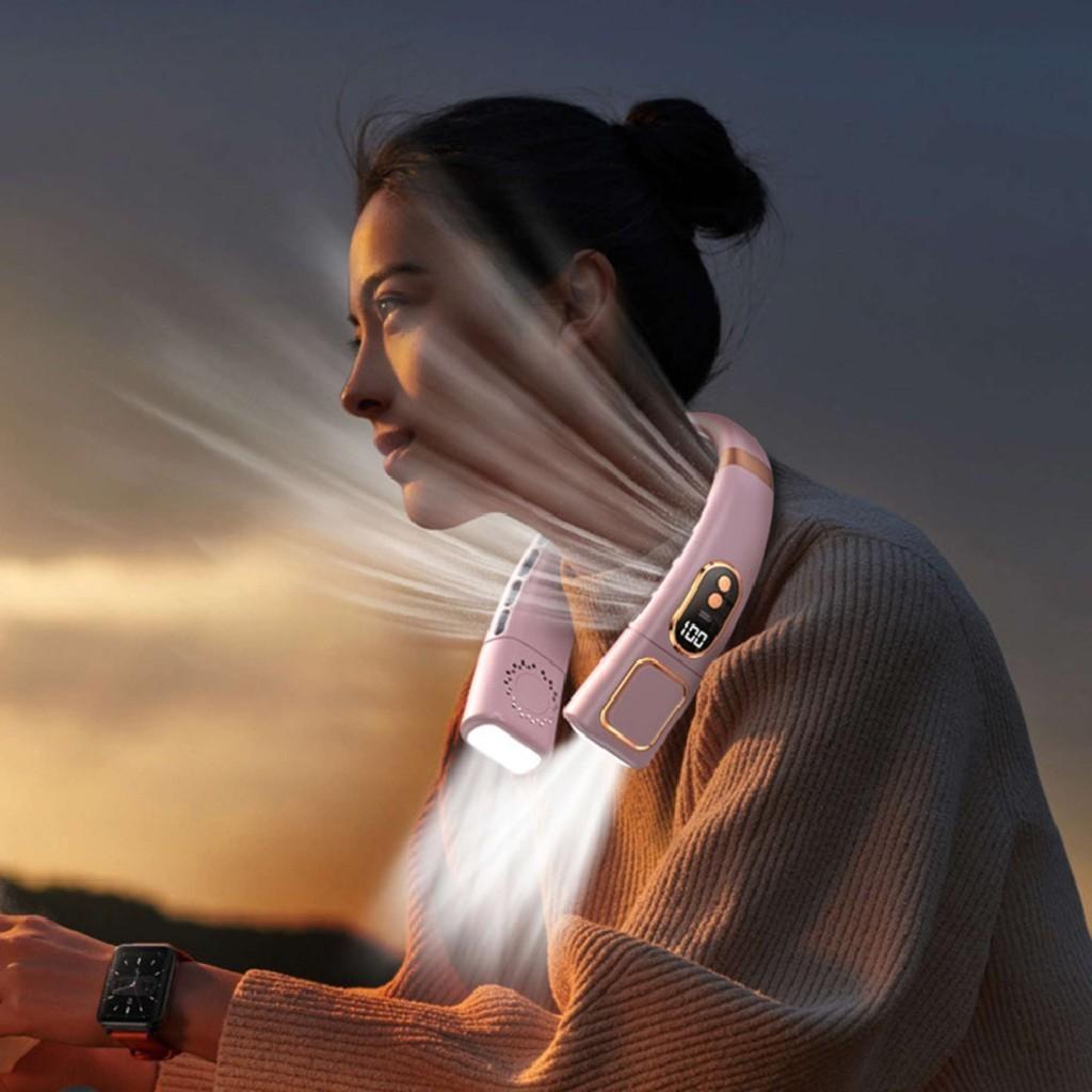 Portable Hanging Neck Fan Silent Bladeless Cooling Mini Air Conditioner Blue Black White Pink