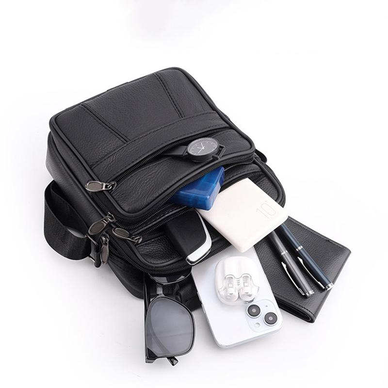 Genți de umăr tip poștaș din piele naturală pentru bărbați, genți mici cu buzunar pentru telefon, genți business crossbody din piele de vacă, cadou pentru bărbați