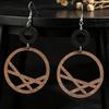 Bohemian Retro Wooden Hollow Round Earrings