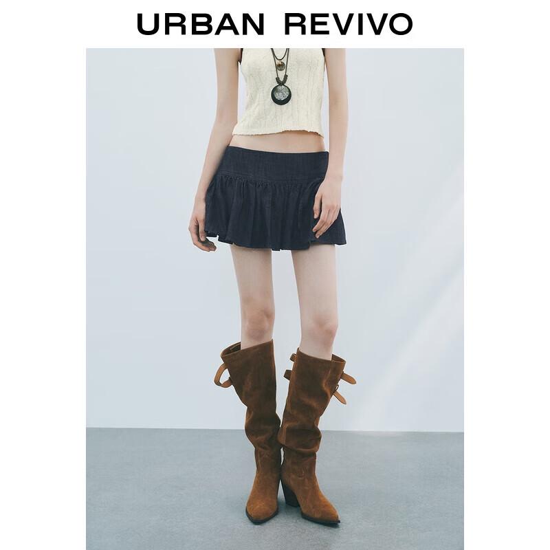 UR Women s Retro Tie-Waist Ultra-Short Denim Skirt L