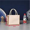 Hand-Painted Graffiti Canvas Tote Bag - Yellow Linen Logo Pattern