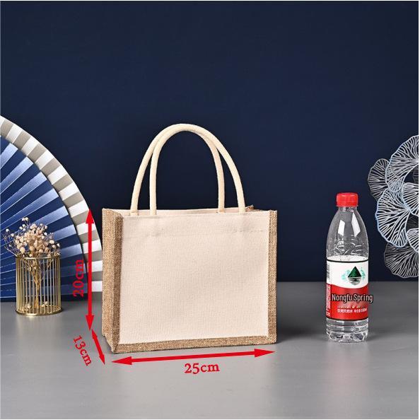 Hand-Painted Graffiti Canvas Tote Bag - Yellow Linen Logo Pattern