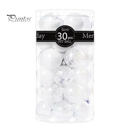 30Pcs Plastic Christmas Balls Hanging Ornament 6cm Colored Electroplated Ball Holiday Party Scene Layout DIY Decorative Accessories Christmas