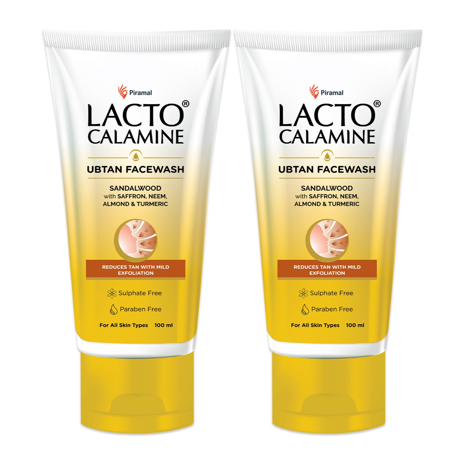 

Lacto Calamine Ubtan Face Wash for Glowing Skin | 100 ml Pack of 2 | Exfoliating Natural Facewash for Tan Removal
