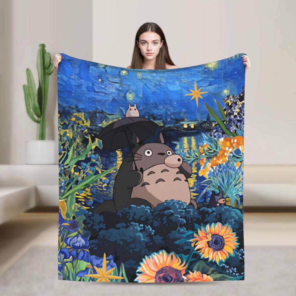 Traditional Nekobasu Japanese Blanket T-Totoros Travel Flannel Bedding Throws For Living Room Warm Bedspread Birthday Present