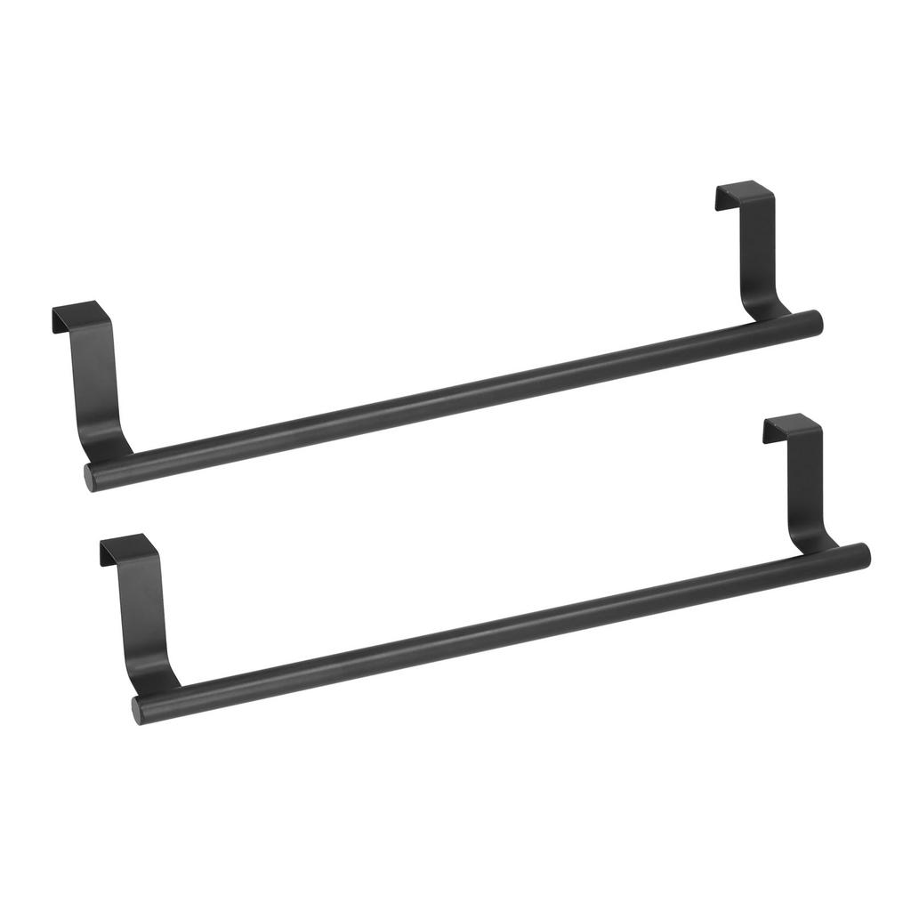 2Pcs Towel Rack Black Hangable Punch Free Nail Free Cabinet Door Towel Rack for Home Hotel