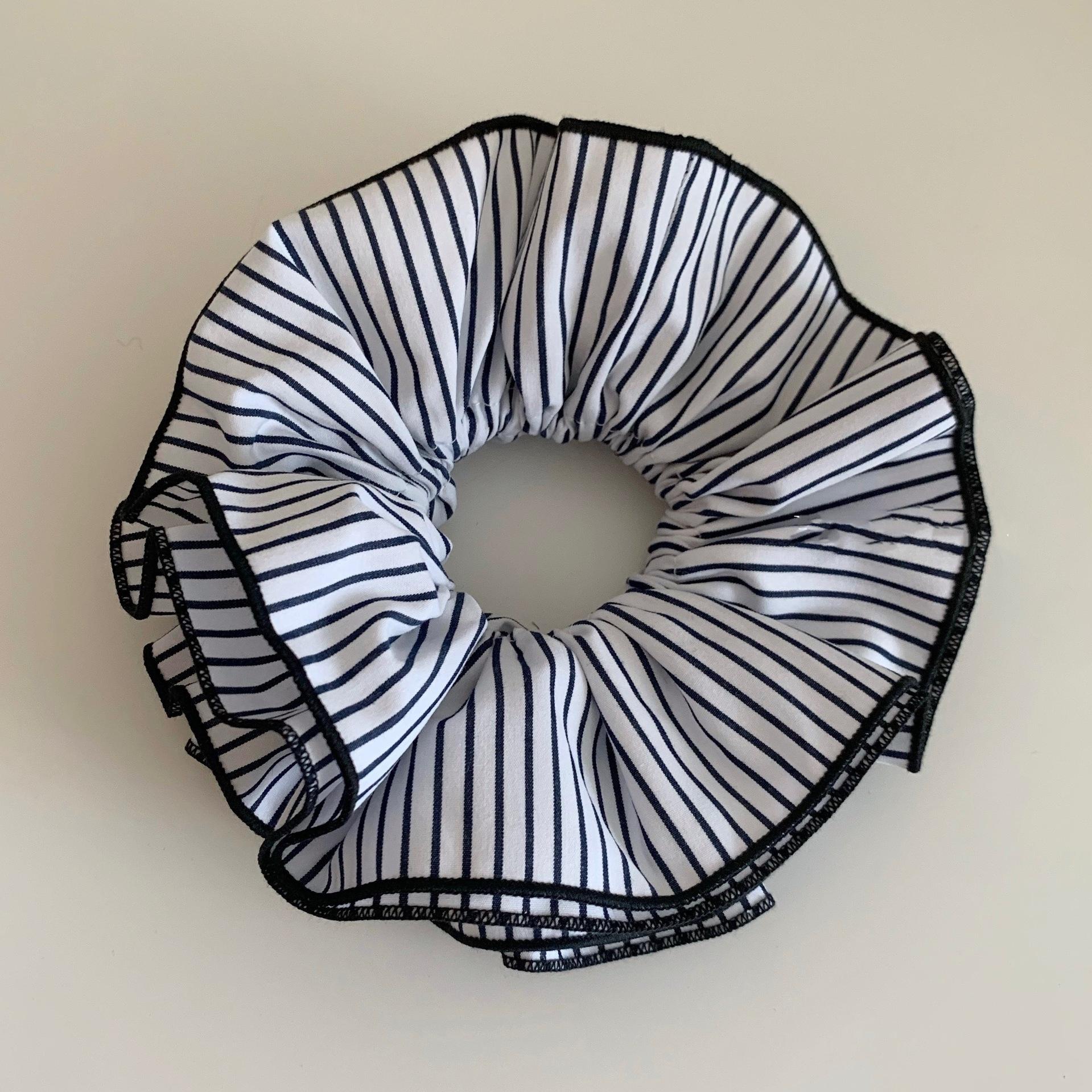 

Большая синяя черно-белая полосатая резинка-скранчи для женщин, девушек, эластичная резинка для волос, веревка, резинки, клетчатый головной убор, аксессуары для волос