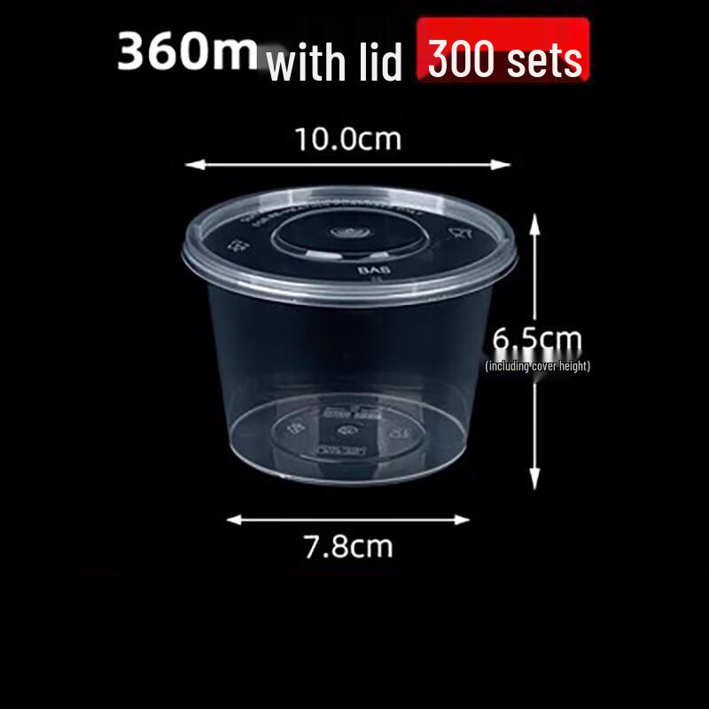 LIJIA KITCHENWARE 360ml Round Transparent Disposable Takeout Containers