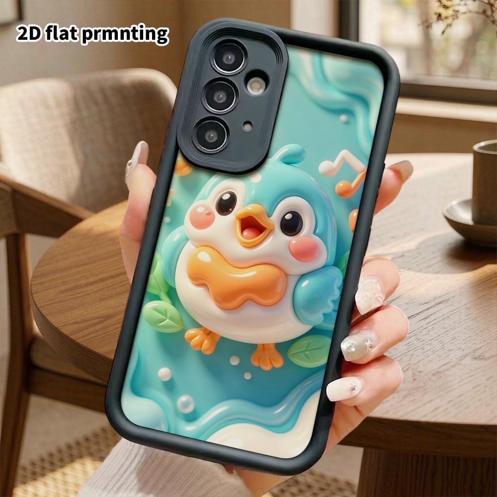 Phone case: 2D flat design suitable for Samsung Galaxy A34 A35 M05 M06 S20 S22 S21 FE Plus 5G protective case, singing little penguin, perfect Christm