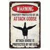 Metal Wall Art Poster, Angry Goose Guard Funny Home Decor