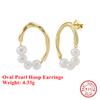 Effie Queen S925 Silver 14k Gold Oval Pearl Beads Strand Hoop Earrings Romantic Jewelry for Women 2025 Trend Earrings  GPE103