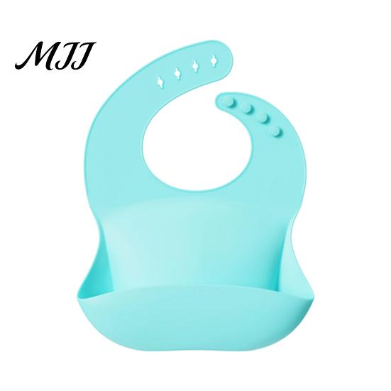 Waterproof Feeding Bibs Silicone Baby Bib, Soft Adjustable Durable Stain Resistant Large Pocket Food Catch Bib for Babies And Toddlers Easy