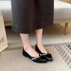 168844 French pearl single shoes women's summer pointed head flat bottom four seasons laden shoes widened and fattened large size women's shoes 4143