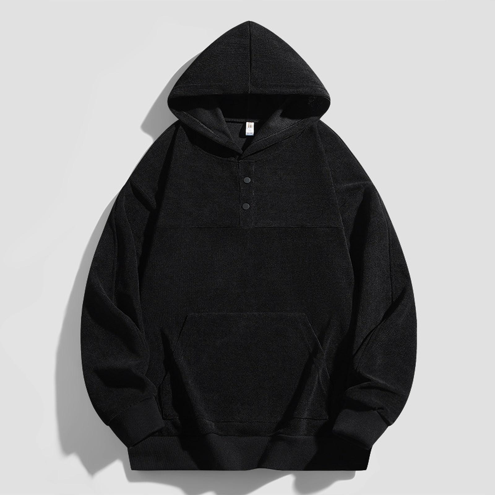 

Men s Fashion Solid-color Hooded Sweatshirt, Casual Loose Large-sized Hooded Sweatshirt XL чёрный