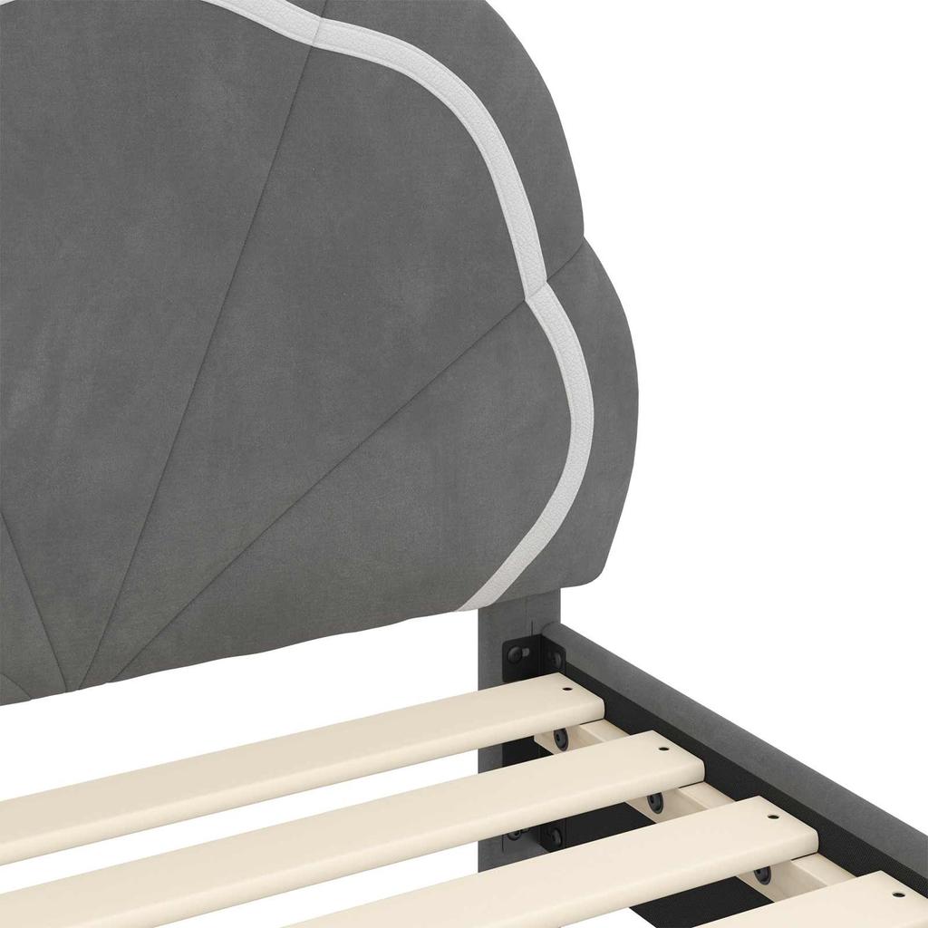 Kids Bed Frame with Headboard Dark Grey 80 x 160 cm Velvet