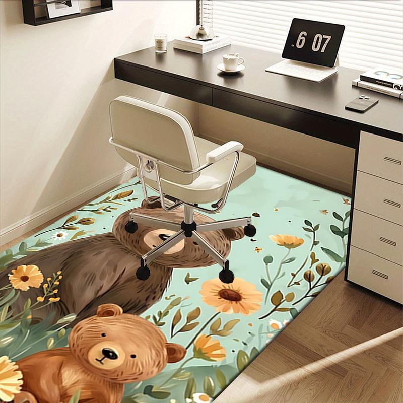 Chair Mat: Cute Bear Family Office Carpet Large Size, Home Decor, Sofa Rug, Gift for Office and Living Room