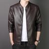Leather jacket men's short leather jacket new spring and autumn thin casual business jacket men's fleece thickened leather jacket