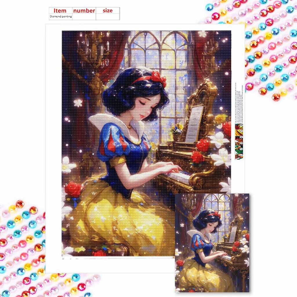 5D Diy Diamond Painting Snow White Playing The Piano Full Drill Rhinestones Mosaic Embroidery Handmade Products Home Decor Gift