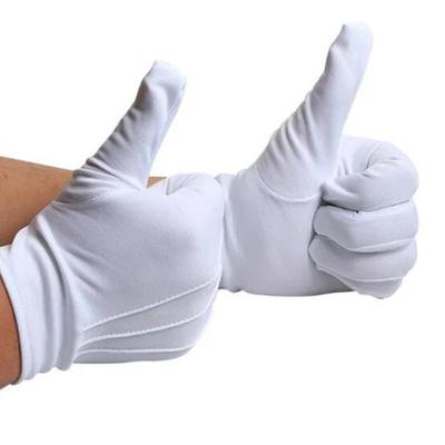 2 Paar Weiße Handschuhe Smoking Formelle Uniform Baumwollhandschuhe Männer Frauen Atmungsaktiv Vollfinger für Wachmann Band Butler Kostümhandschuhe