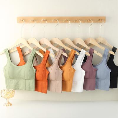 Soutien-gorge de sport respirant 8 couleurs pour femmes Haut court anti-choc Gilet de fitness Soutien-gorge de yoga sans couture pour femmes Haut de sport push-up Haut d'entraînement de gym