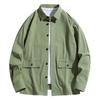 Men's Long-sleeved Casual Loose Military Work Jacket Tops Trendy Big Pocket Shirt