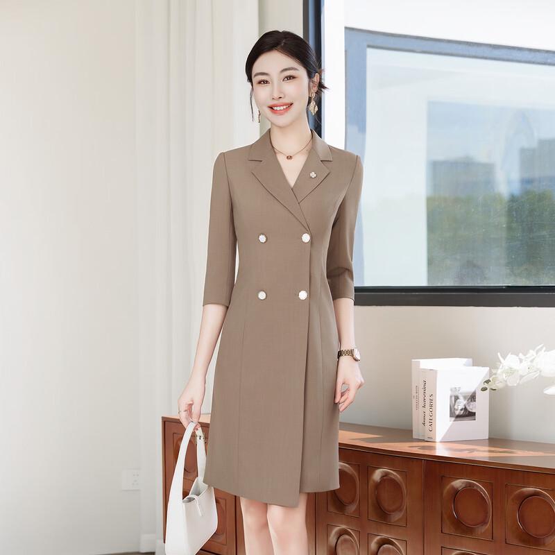 

Женское платье-блейзер Teluoman цвета хаки с рукавом три четверти XL