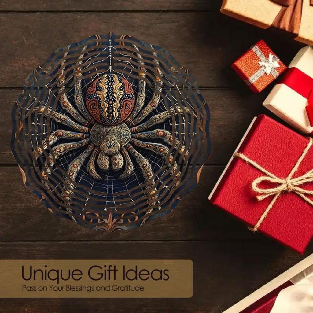 Modern Art Spider Design Metal Wind Spinner Outdoor Patio Decor Hanging Garden Wind Chime with Soothing Sounds for Garden Balcony Party