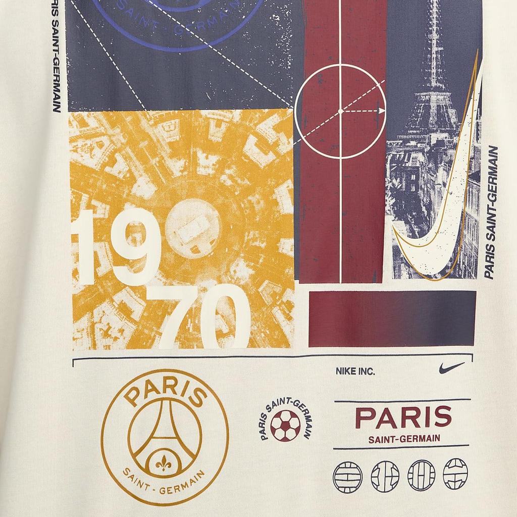 Nike Max 90 Soccer Paris Saint-Germain Letter Print Crew Neck Short Sleeve T-Shirt Men Tops Coconut-Milk FD1092-113