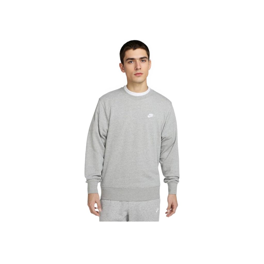 Nike Felpa girocollo casual semplice da uomo Grigio Scuro Bianco FN3889-063