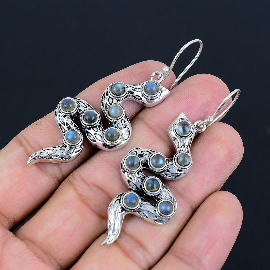 Labradorite Gemstone Earrings Solid 925 Sterling Silver Handmade Earrings Jewelry Gift For Women And Girls LG-540