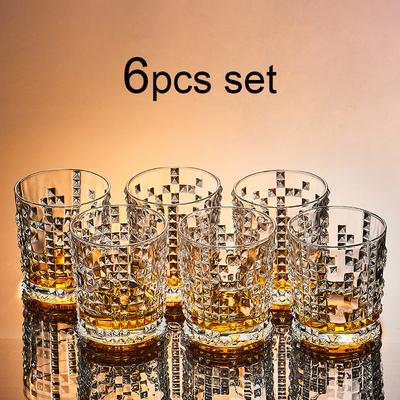 6pcs Set Wine Glass Ins Water Drinking Cup Simple Wine Cup Drink Transparent Milk Juice Tea Drinks Household Creative Coffee Mug