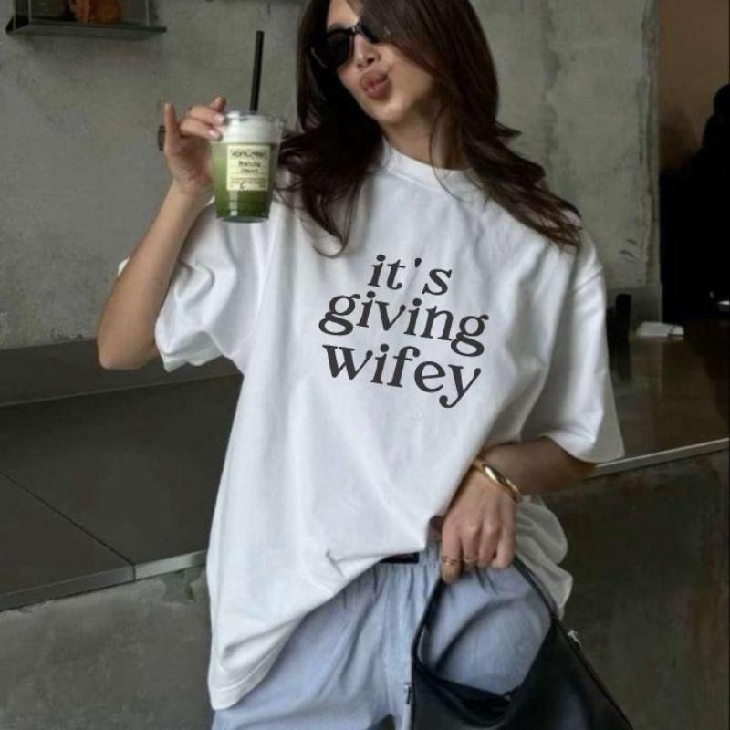 

Streetwear Vintage Its Giving Wifey T Shirt Women Unisex Tee Casual Unisex Summer Bride To Be Newlywed Tee Gift Honeymoon Outfit S