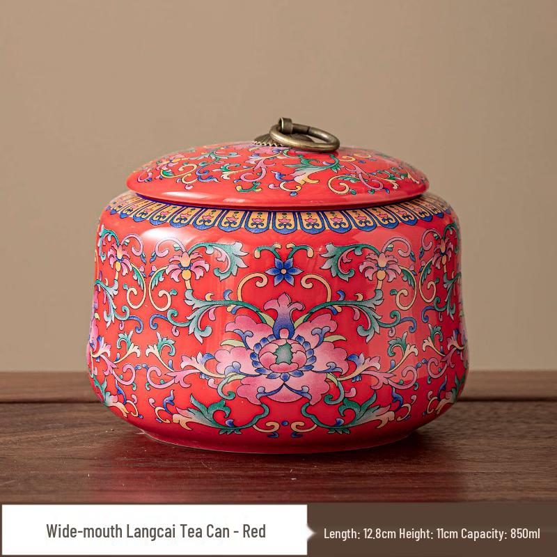 Vintage Enamel Ceramic Tea Caddy