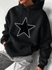 Trendy street style hip-hop style loose top with five-pointed star print men's hooded sweatshirt for autumn and winter casual wear