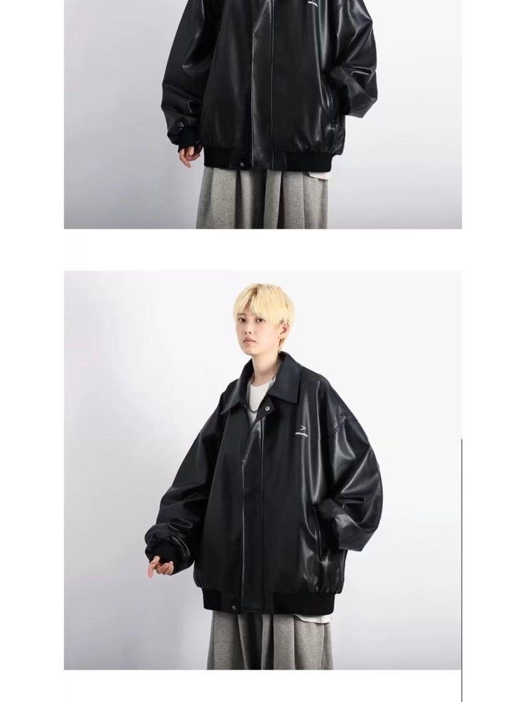 Модна чоловіча шкіряна мотоциклетна куртка в гонконгському стилі для осені та зими