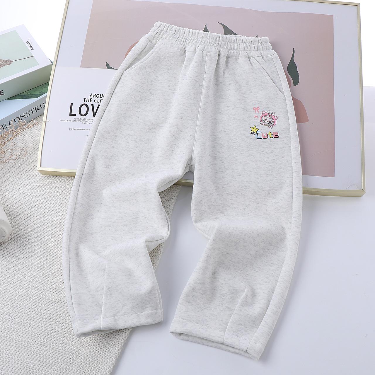 

Детские повседневные спортивные штаны на кулиске весна/осень 2025: Длинные брюки для девочек 5 pieces (110-150cm sizes) белый/серый