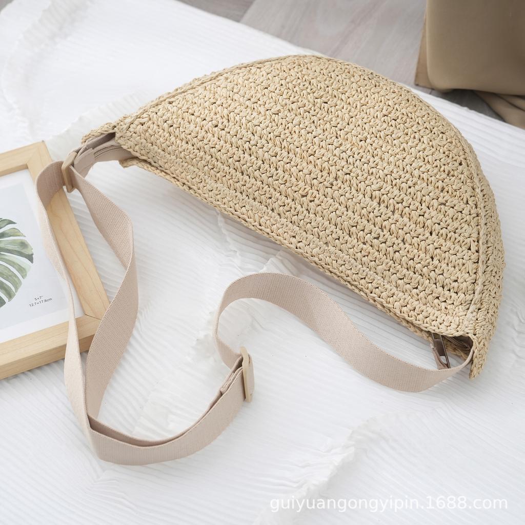 Forest Lazy Style Crossbody Bag Bohemian Handmade Grass Woven Bag Leisure Vacation Beach Women's Woven Dumpling Handbag New