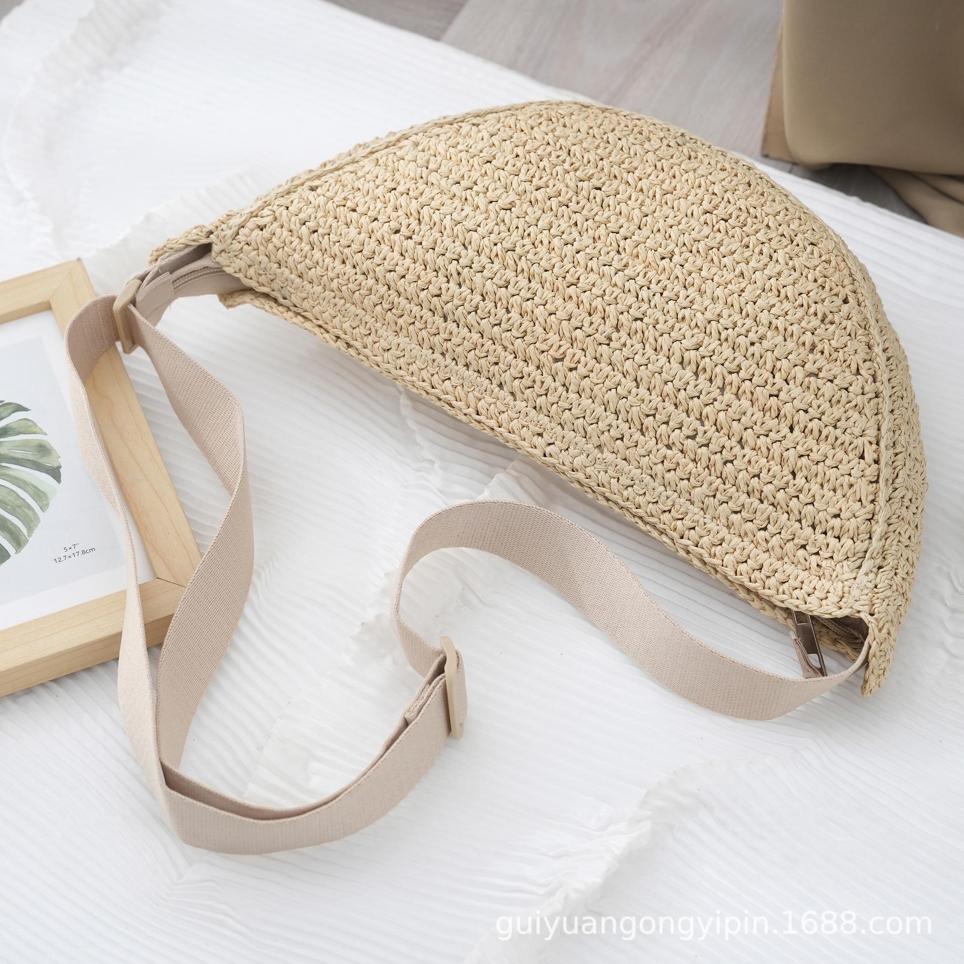 

Forest Lazy Style Crossbody Bag Bohemian Handmade Grass Woven Bag Leisure Vacation Beach Women s Woven Dumpling Handbag New слонова кістка