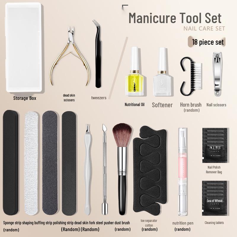 

Nail Salon Manicure Set: Cuticle Scissors, Grinding File & Storage Box