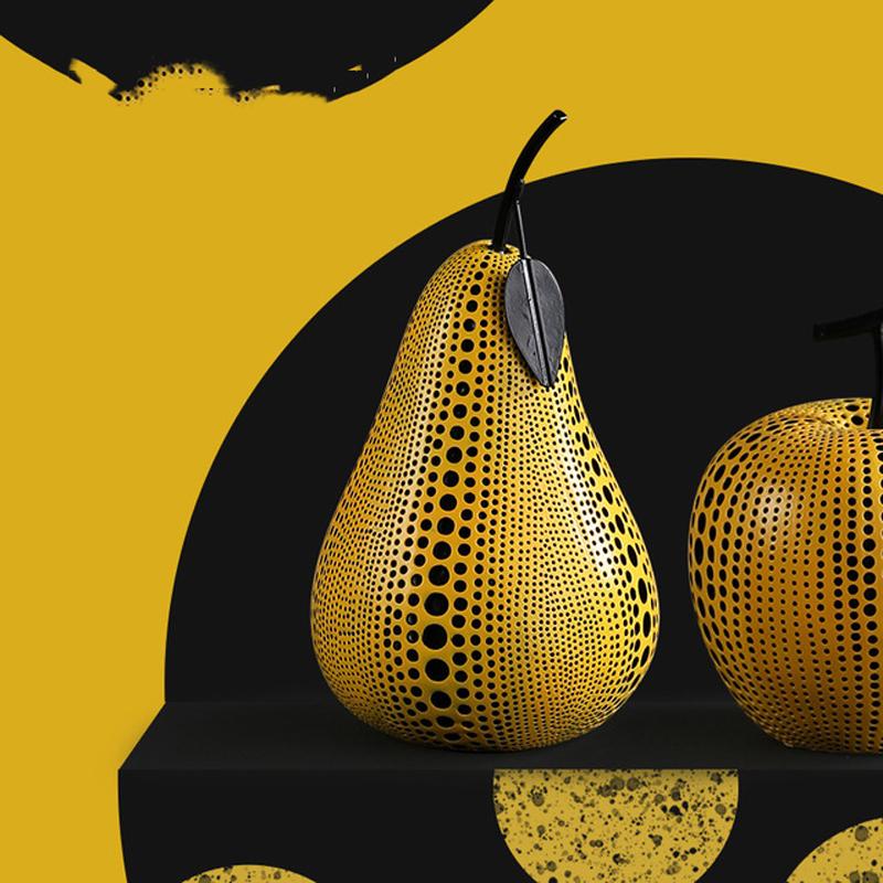 Japanese Yayoi Kusama Wave Point Apple Pear Pumpk Resin Craftwork Desktop Decoration Simulation Fruits Figurines ornament