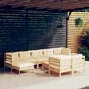 VidaXL Solid Pine Wood Garden Lounge Set 10 Pcs with Cushions Patio Furniture Outdoor Furniture Garden Furniture 3097133