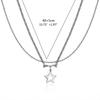 Dainty Star Pendant Necklace for Women Y2k Simple Bead Chain Necklace Double Layered Clavicle Chain Valentines Day