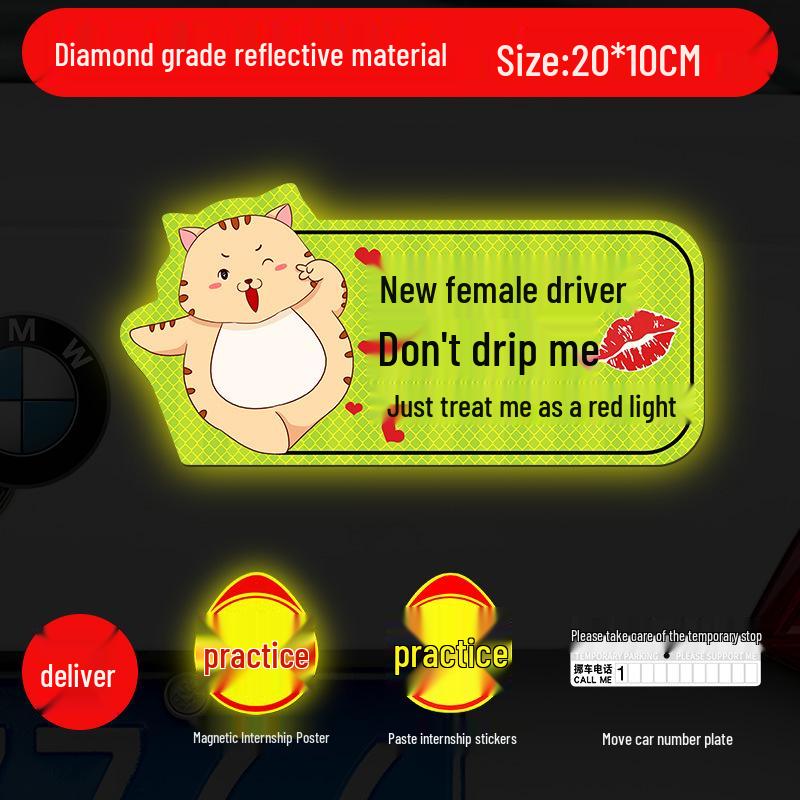 Magnetic Reflective Car Stickers for New Female Drivers