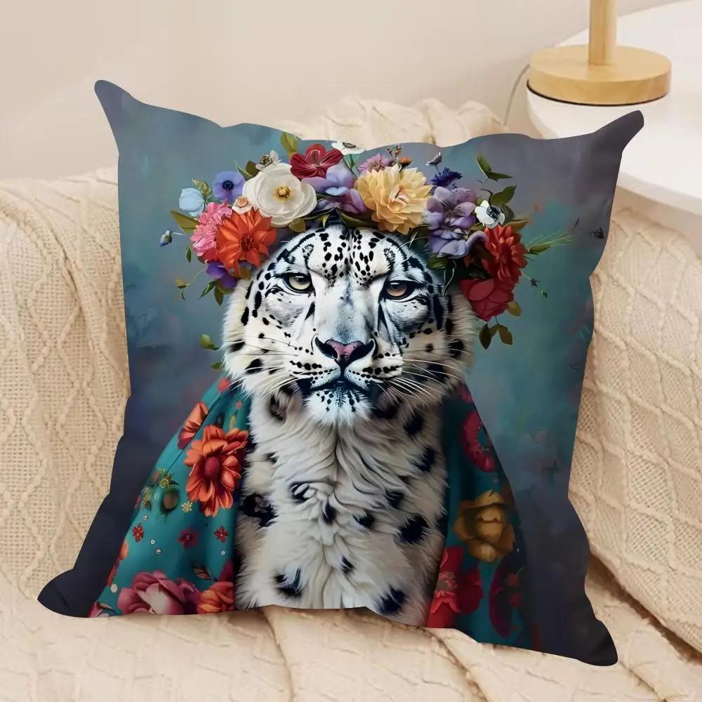 European Fashion Leopard Cushion Cover Silky Short Plush Invisible Zipper Dustproof Sofa Pillow Case for Home Decor
