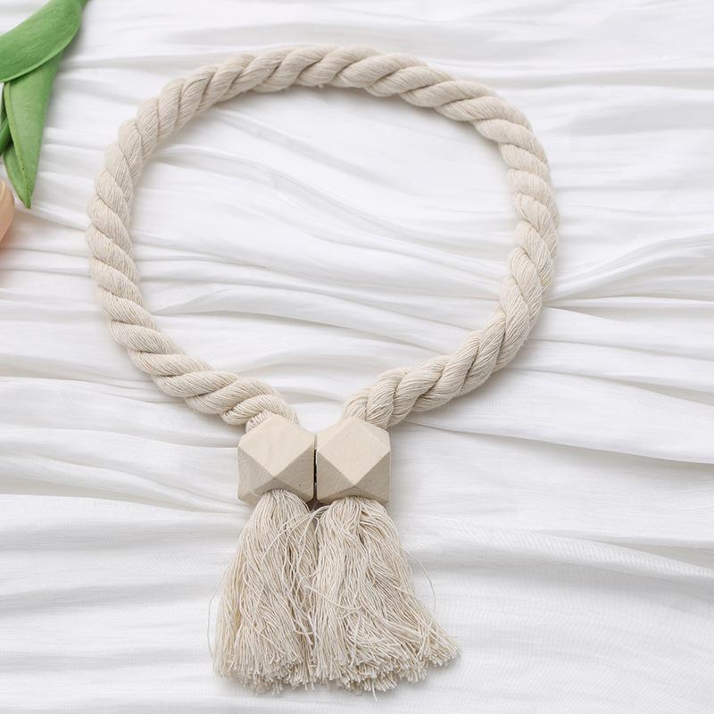 Magnetic Window Curtain Tiebacks,Wooden Tassel Curtain Buckle,Suitable for Bedroom Living Room Kitchen Curtain Hook