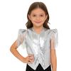 Boys Sequined Patchwork Vest Tassels Cap Sleeves V Neckline Stage Performance Waistcoat